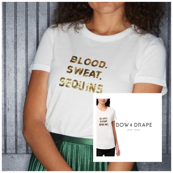 Tops - Bow & Drape Blood 🩸 Sweat Sequins T- Shirt